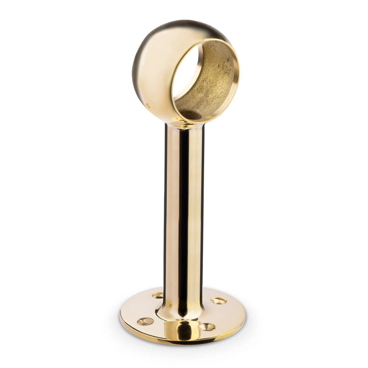 Tall Rounded Center Post Bracket - Polished Brass - 2" OD 3 Tall Rounded Center Post Bracket - Polished Brass - 2" OD