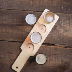 Beer Tasting Flight Serving Set - Wood Paddle & 4 Glasses -Bar Essentials Shop 04272016 tasting glasses beer 44 04106.1590771694