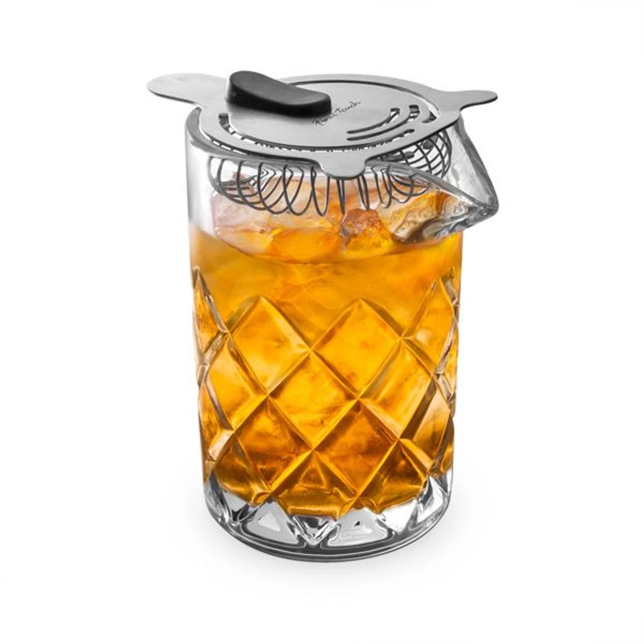 Diamond Weave Cocktail Mixing Glass With Stainless Steel Strainer - 400ml 3 Diamond Weave Cocktail Mixing Glass With Stainless Steel Strainer - 400ml