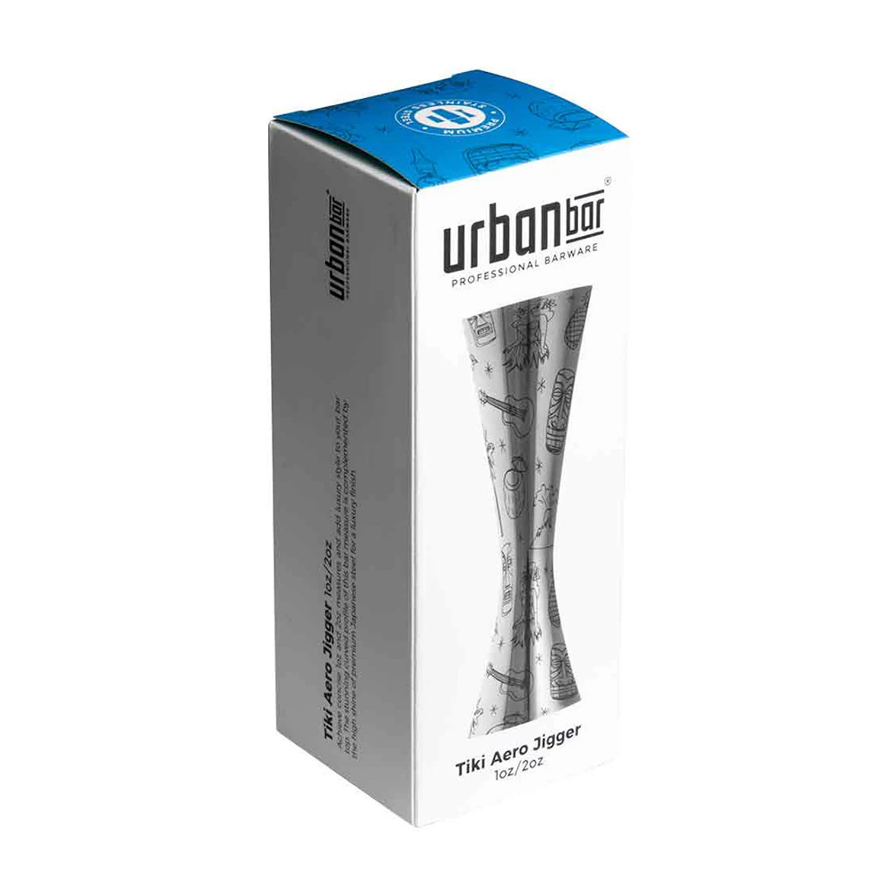 Urban Bar Etched Tiki Aero Stainless Steel Cocktail Jigger - 1oz & 2oz 4 Urban Bar Etched Tiki Aero Stainless Steel Cocktail Jigger - 1oz & 2oz - Image 2