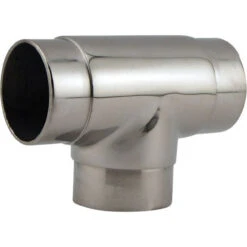 Flush Tee Hand Rail Fitting - Polished Stainless Steel - 2" OD