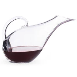 Hand-Blown Glass Broad Bowl Wine Decanter With Handle - 53 Oz -Bar Essentials Shop 2395 hand blown glass broad bowl wine decanter with handle 53oz03 98590.1590763722