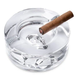Nude Glass Shade Skull Silhouette Round Crystal Cigar Ashtray