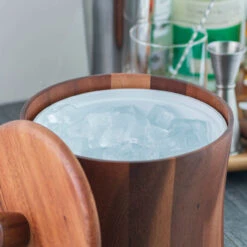 Natural Teak Wood Ice Bucket - 3 Quarts -Bar Essentials Shop 2900 ice natural teak wood ice bucket 5 53909.1590767971