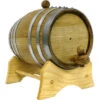 Oak Beverage Dispensing Barrel With Steel Bands