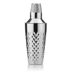 Viski Seneca Faceted Cocktail Shaker - Built-In Strainer - Stainless Steel - 25 Oz