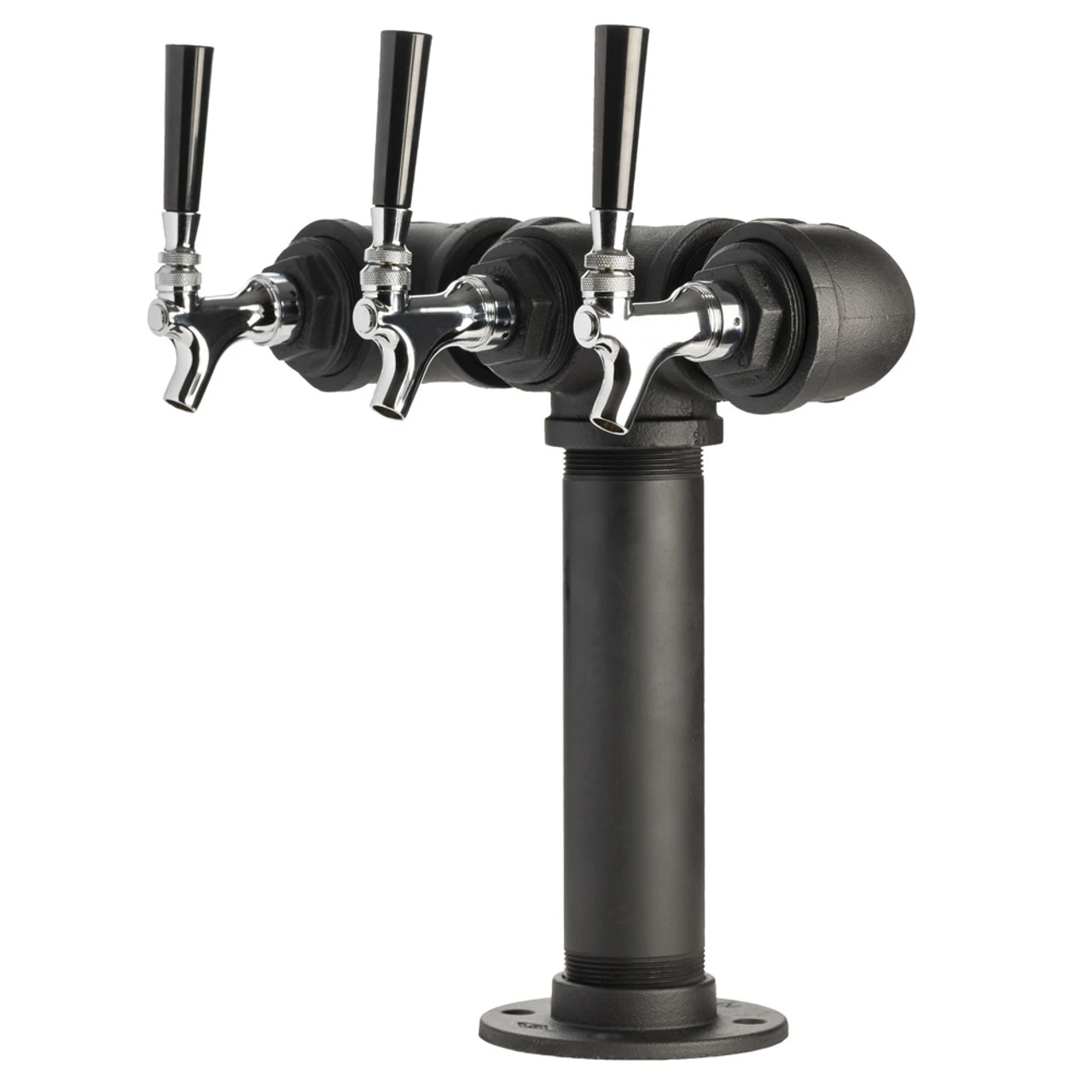 Draft Beer Tower - Black Iron - Triple Tap - Standard Stainless Steel Faucet 3 Draft Beer Tower - Black Iron - Triple Tap - Standard Stainless Steel Faucet