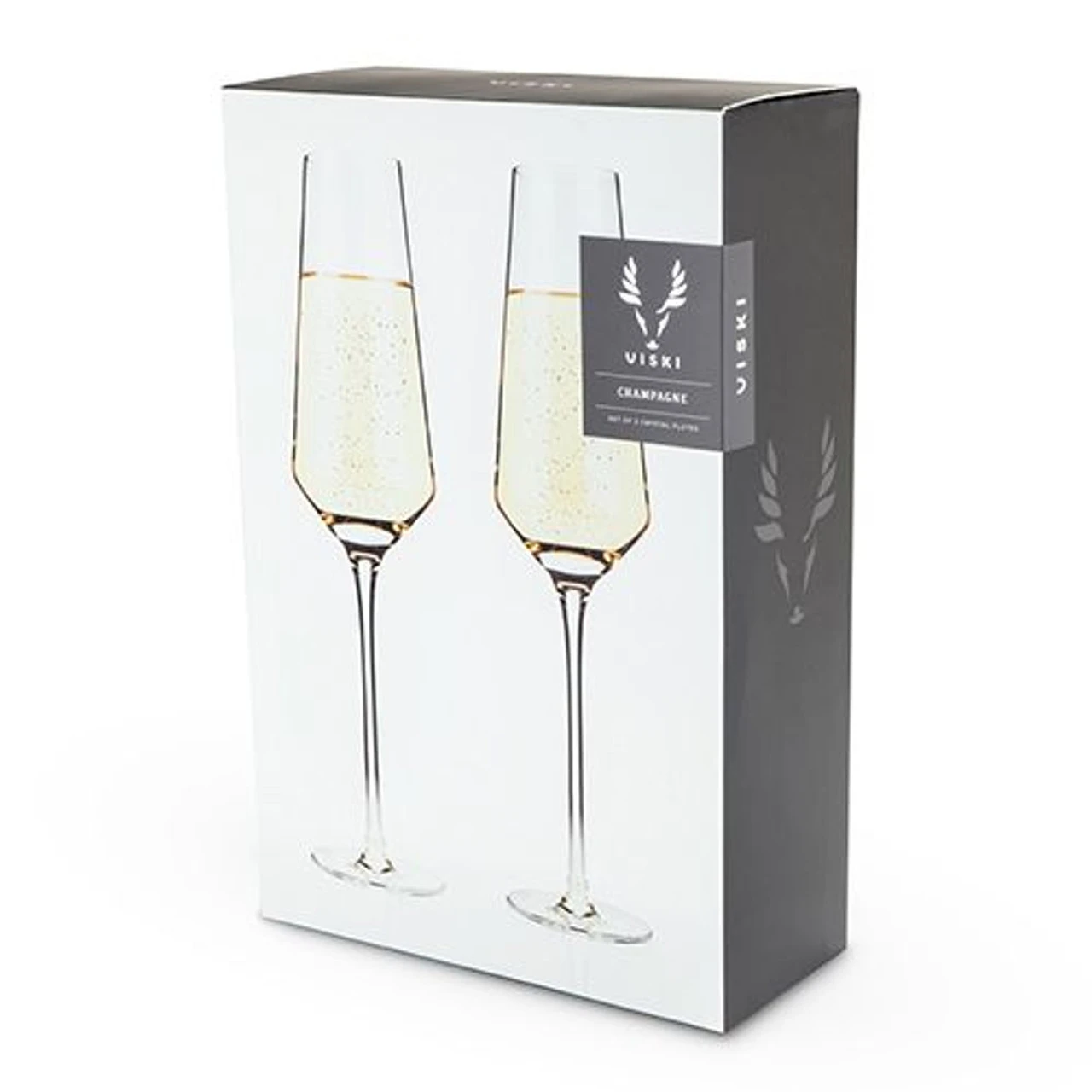 Viski Raye Crystal Champagne Flutes - 8 Oz - Set Of 2 5 Viski Raye Crystal Champagne Flutes - 8 Oz - Set Of 2 - Image 3