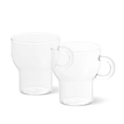 Sagaform Heat Resistant Mouth-Blown Clear Glass Mugs - 8.45 Oz - Set Of 2 -Bar Essentials Shop 5018163 Sagaform Heat Resistant Mouth Blown Clear Glass Mugs 8.45 oz Set of 2 02 18446.1674158650