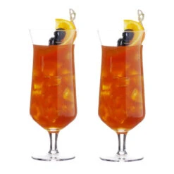 Viski Raye Angled Crystal Footed Hurricane Glasses - 14 Oz - Set Of 2