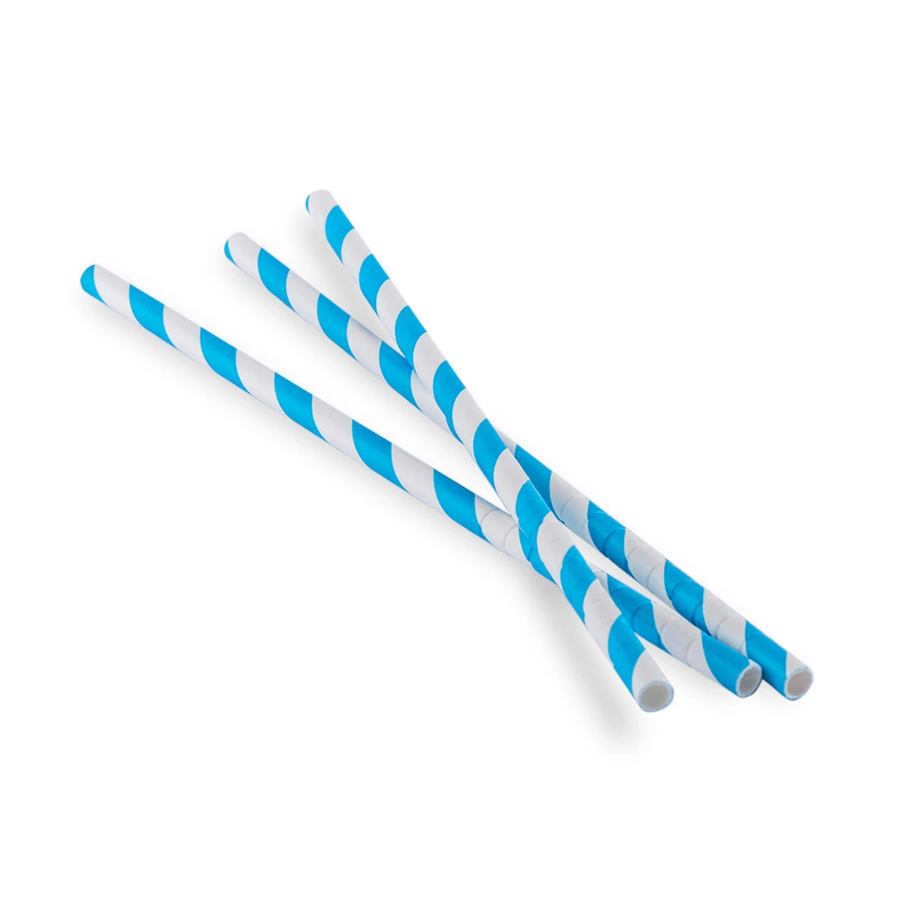 Aardvark Eco-Flex Bendable Paper Drinking Straws - Blue & White Stripes - 7.75"L - Box Of 400 Wrapped Straws