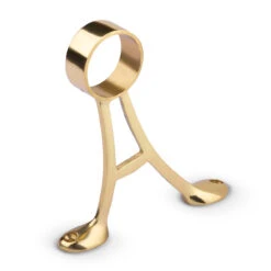Floor Mount Foot Rail Bracket - Polished Brass - 2" OD
