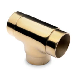 Flush Tee Hand Rail Fitting - Polished Brass - 2" OD