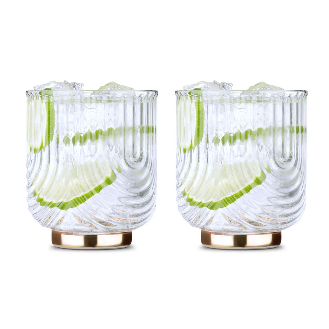 Viski Gatsby Gold Footed Glass Cocktail Tumblers - 12 Oz - Set Of 2 3 Viski Gatsby Gold Footed Glass Cocktail Tumblers - 12 Oz - Set Of 2