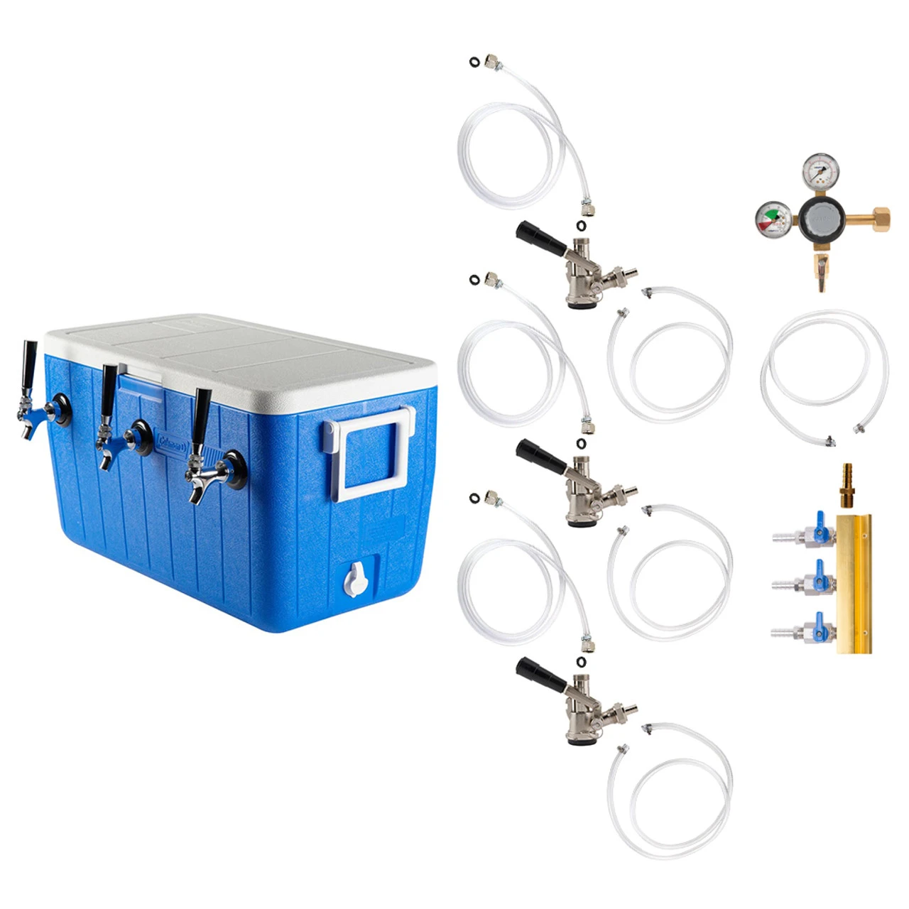Triple Faucet Jockey Box - 70' Coils - Complete Kit Without CO2 Tank 3 Triple Faucet Jockey Box - 70' Coils - Complete Kit Without CO2 Tank