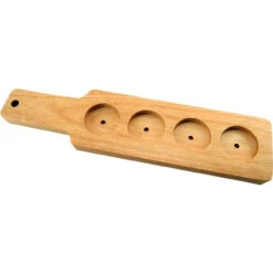 Beer Tasting Flight Serving Set - Wood Paddle & 4 Glasses -Bar Essentials Shop 90038 serving paddle b1 3 64860.1590771693
