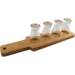 Beer Tasting Flight Serving Set - Wood Paddle & 4 Glasses -Bar Essentials Shop 90038 serving paddle bb6 2 52303.1590771692