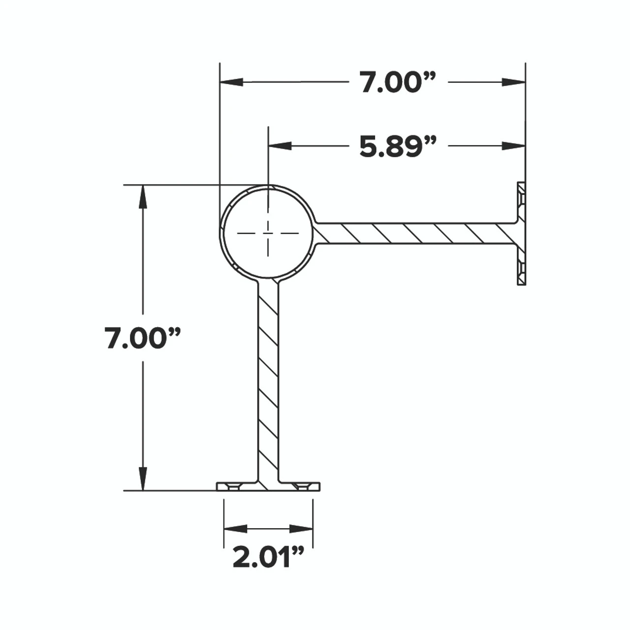 90 Deg. Post Foot Rail Bracket - Matte Black - 2" OD 7 90 Deg. Post Foot Rail Bracket - Matte Black - 2" OD - Image 5