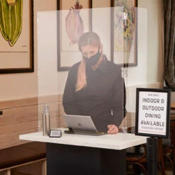 Hinged Free-Standing Protective Clear Acrylic Divider Shield - 28"W X 34"H 6 Hinged Free-Standing Protective Clear Acrylic Divider Shield - 28"W X 34"H -Bar Essentials Shop AG34 A 38376.1612466262