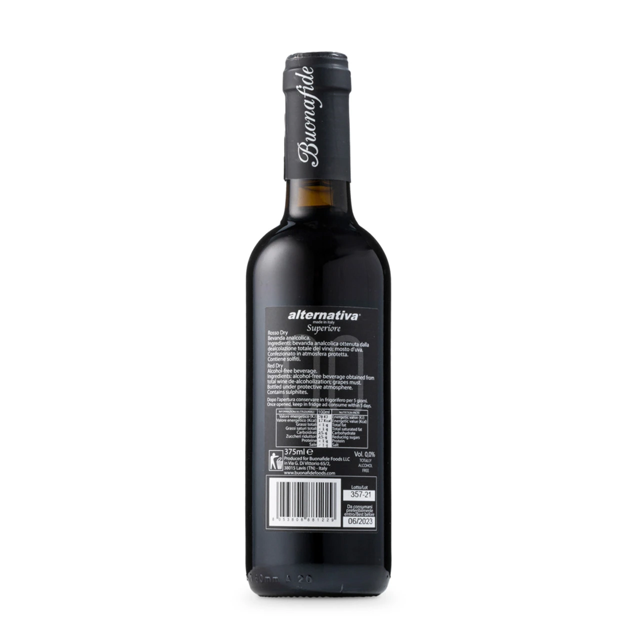 Buonafide Italian Rosso Superiore Non-Alcoholic Red Wine - 12.7oz Bottle 4 Buonafide Italian Rosso Superiore Non-Alcoholic Red Wine - 12.7oz Bottle - Image 2