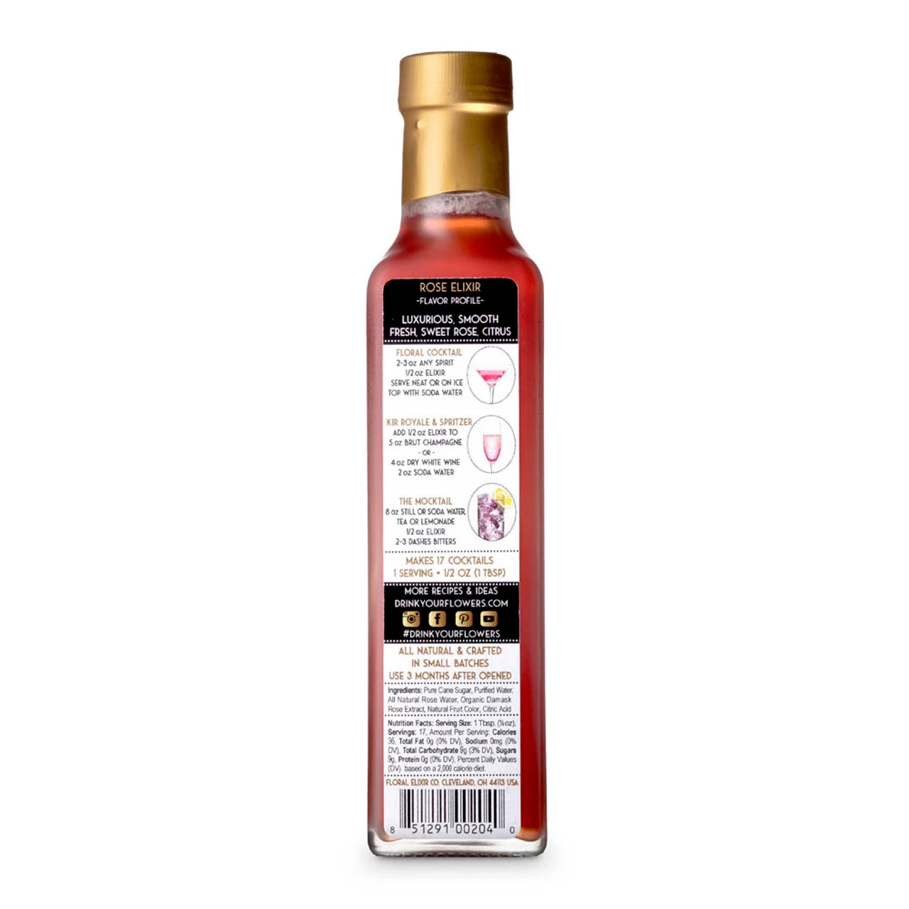 Floral Elixir Co. All Natural Rose Flower Syrup - 8.5 Oz 4 Floral Elixir Co. All Natural Rose Flower Syrup - 8.5 Oz - Image 2