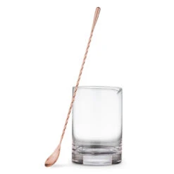 Behind The Bar® Hand Blown Mixing Glass & Weighted Copper Bar Spoon Set