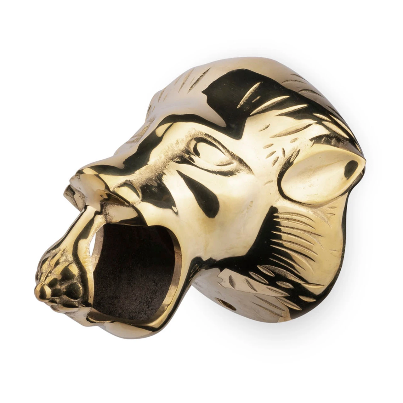 Lion Head Bar Rail Bracket - Polished Brass - 2" OD 3 Lion Head Bar Rail Bracket - Polished Brass - 2" OD