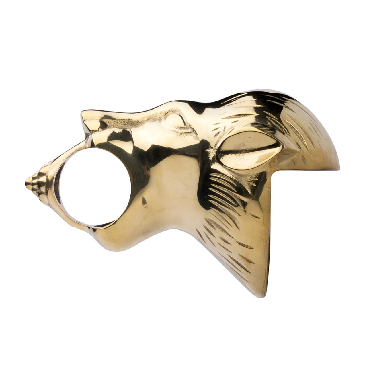 Lion Head Bar Rail Bracket - Polished Brass - 2" OD 4 Lion Head Bar Rail Bracket - Polished Brass - 2" OD - Image 2