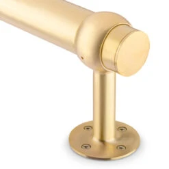 Rounded Center Post Bracket - Satin Brushed Brass - 2" OD -Bar Essentials Shop SB 336 2 Rounded Center Post Bracker Satin Brass 2 Inch OD 04 82721.1595361515