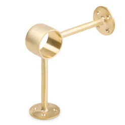 90 Deg. Post Foot Rail Bracket - Satin Brushed Brass - 2" OD