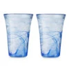 Euro Style Cloudy Blue Handmade Hi-Ball Glasses - 12.5 Oz - Set Of 2