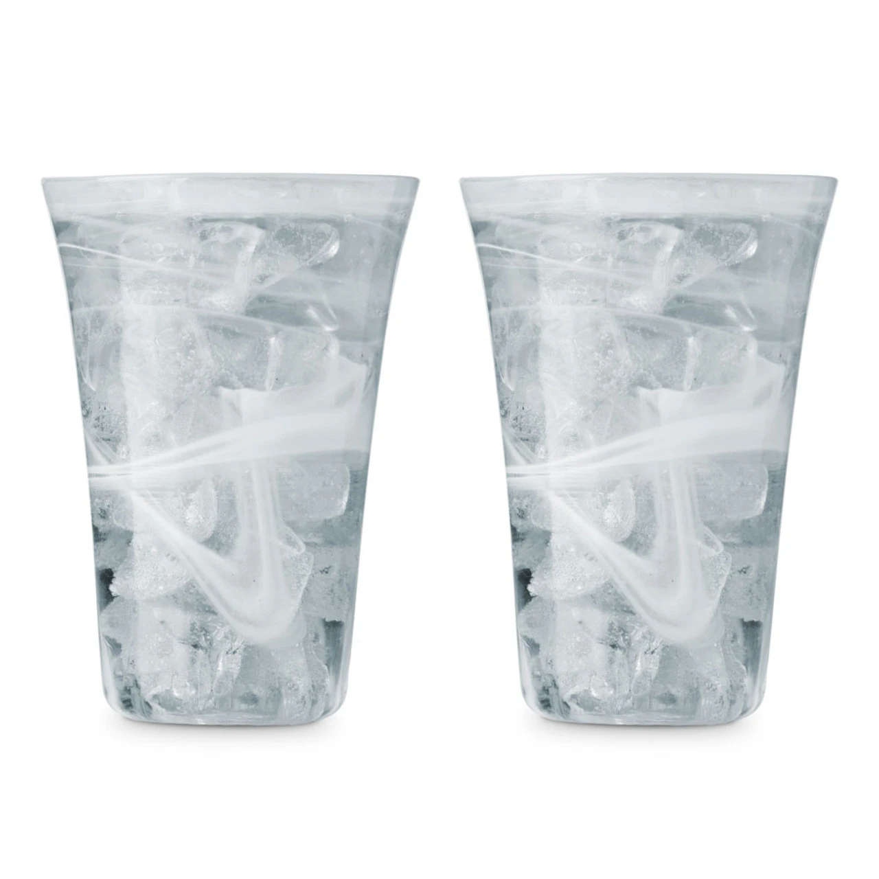 Euro Style Cloudy White Handmade Hi-Ball Glasses - 12.5 Oz - Set Of 2