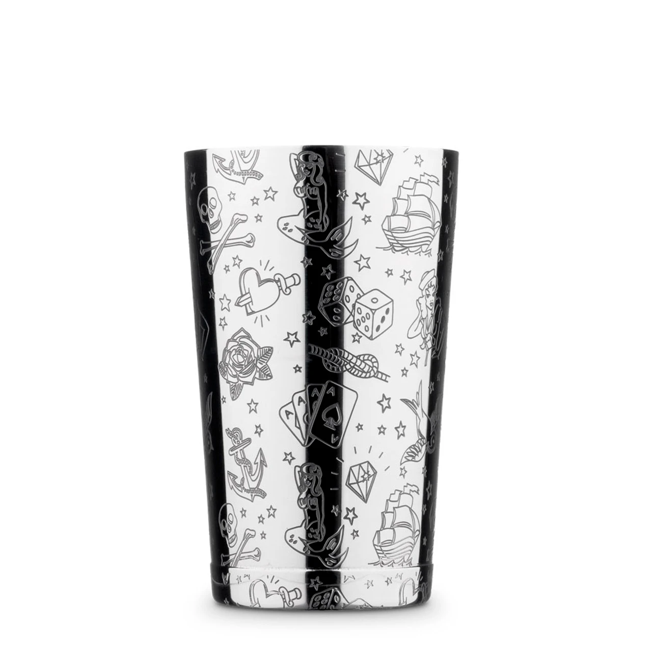 Urban Bar Tattoo Pattern Weighted Tall & Short Boston Shaker Tin Set - Stainless Steel 5 Urban Bar Tattoo Pattern Weighted Tall & Short Boston Shaker Tin Set - Stainless Steel - Image 3