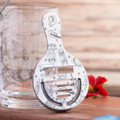 Urban Bar Etched Tiki Stainless Steel Coley Cocktail Strainer -Bar Essentials Shop UB3555 Urban Bar Etched Tiki Stainless Steel Coley Cocktail Strainer 02 00577.1592498815