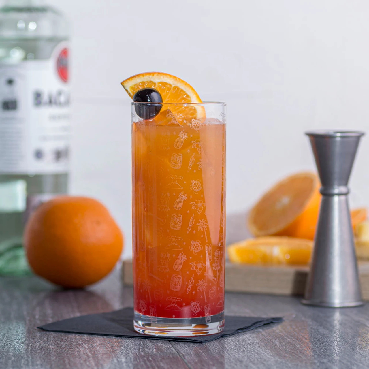 Urban Bar Tiki Pattern Highball Cocktail Glasses - Set Of 6 - 10 Oz 6 Urban Bar Tiki Pattern Highball Cocktail Glasses - Set Of 6 - 10 Oz - Image 4