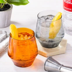 Viski Smoke Deco Stemless Cocktail Glasses - 14 Oz - Set Of 2 -Bar Essentials Shop Viski Deco Glasses 92019.1645023521