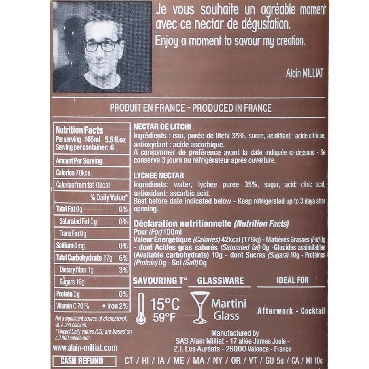Alain Milliat Traditional Home-Style French Lychee Nectar - 1 Liter 4 Alain Milliat Traditional Home-Style French Lychee Nectar - 1 Liter - Image 2