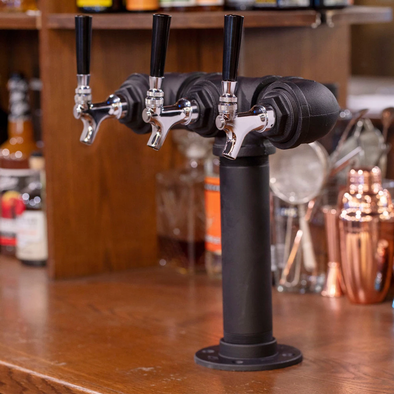 Draft Beer Tower - Black Iron - Triple Tap - Standard Stainless Steel Faucet 6 Draft Beer Tower - Black Iron - Triple Tap - Standard Stainless Steel Faucet - Image 4