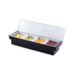 Bar Garnish Tray With Lid - Plastic - 4 Compartments
