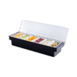 Bar Garnish Tray With Lid - Plastic - 6 Compartments