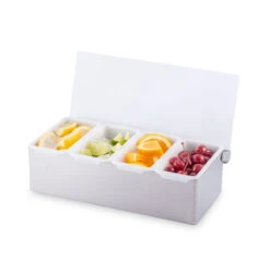 Cocktail Bar Garnish Tray In Stainless Steel - 4 Compartments