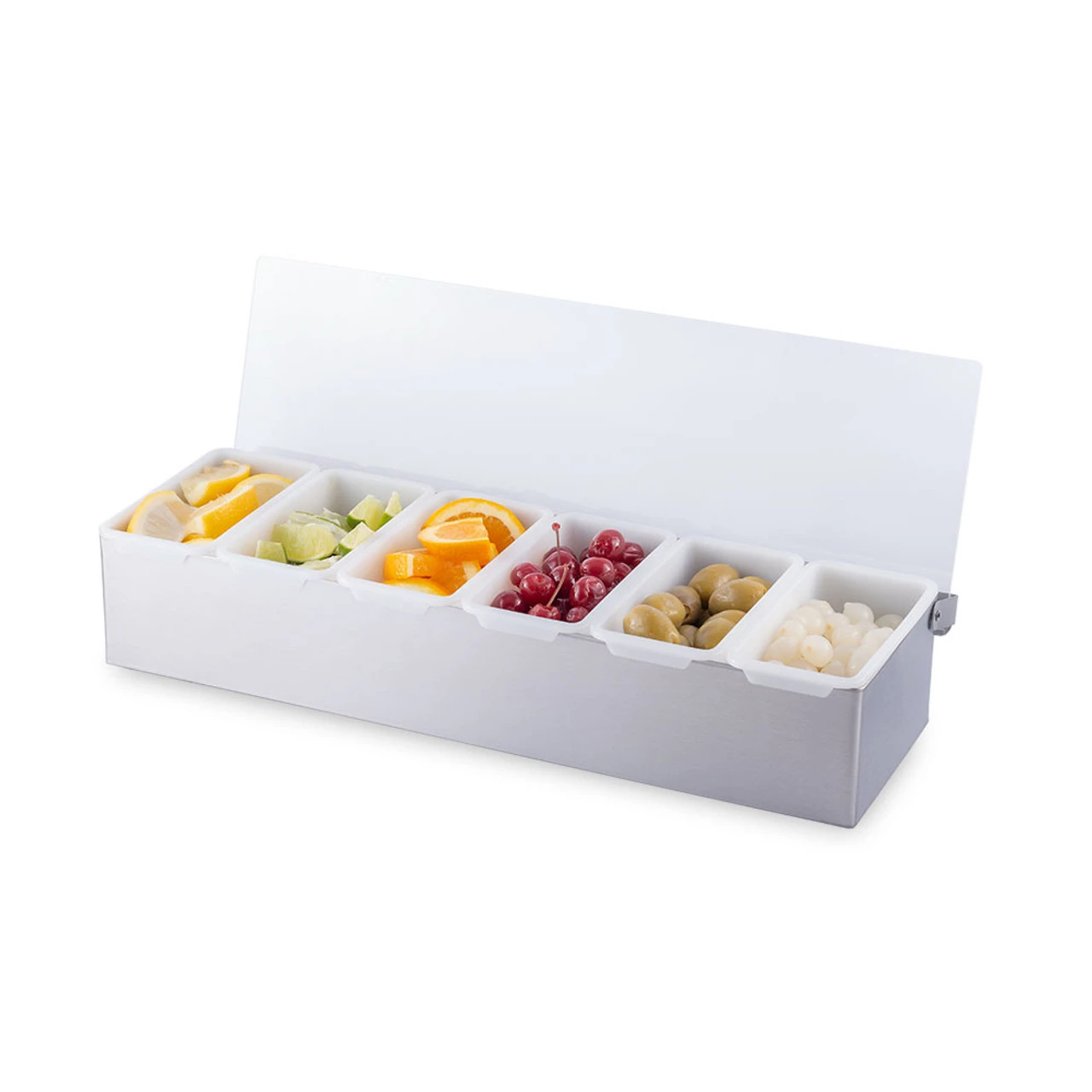 Bar Garnish Tray In Stainless Steel - 6 Compartments 3 Bar Garnish Tray In Stainless Steel - 6 Compartments