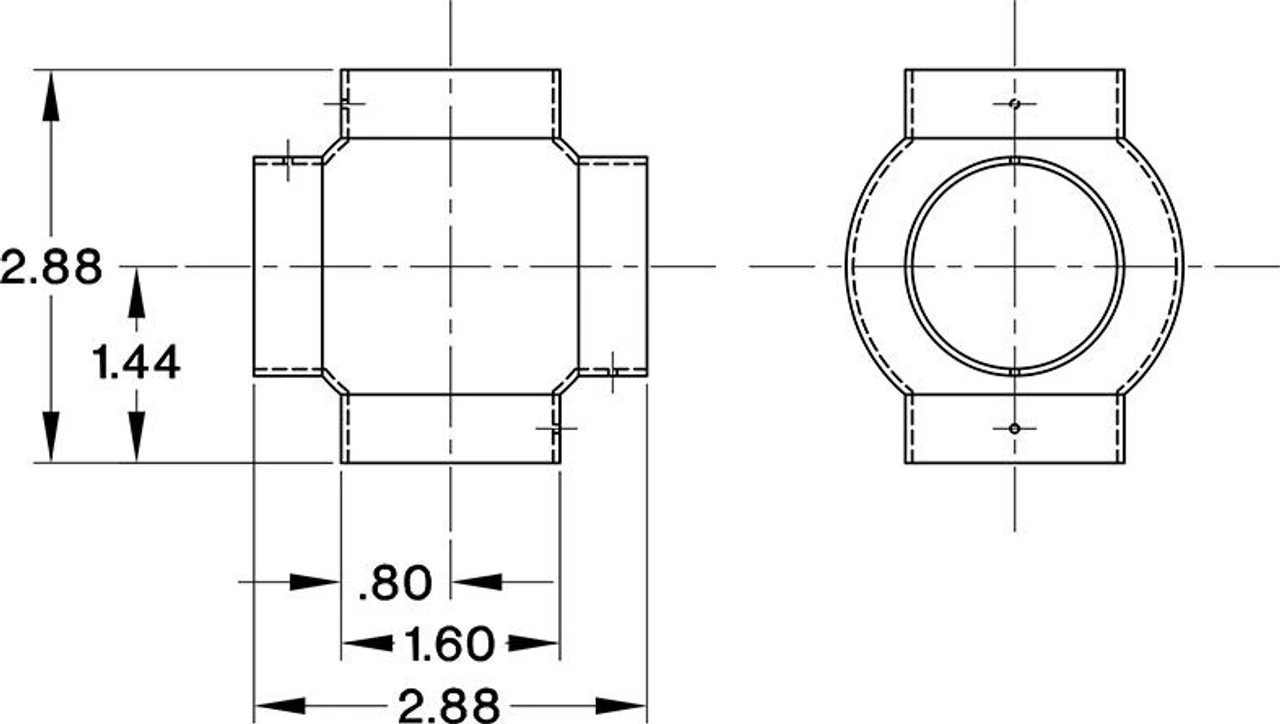 Ball Cross Elbow Fitting - Brushed Stainless Steel - 1.5" OD 5 Ball Cross Elbow Fitting - Brushed Stainless Steel - 1.5" OD - Image 3