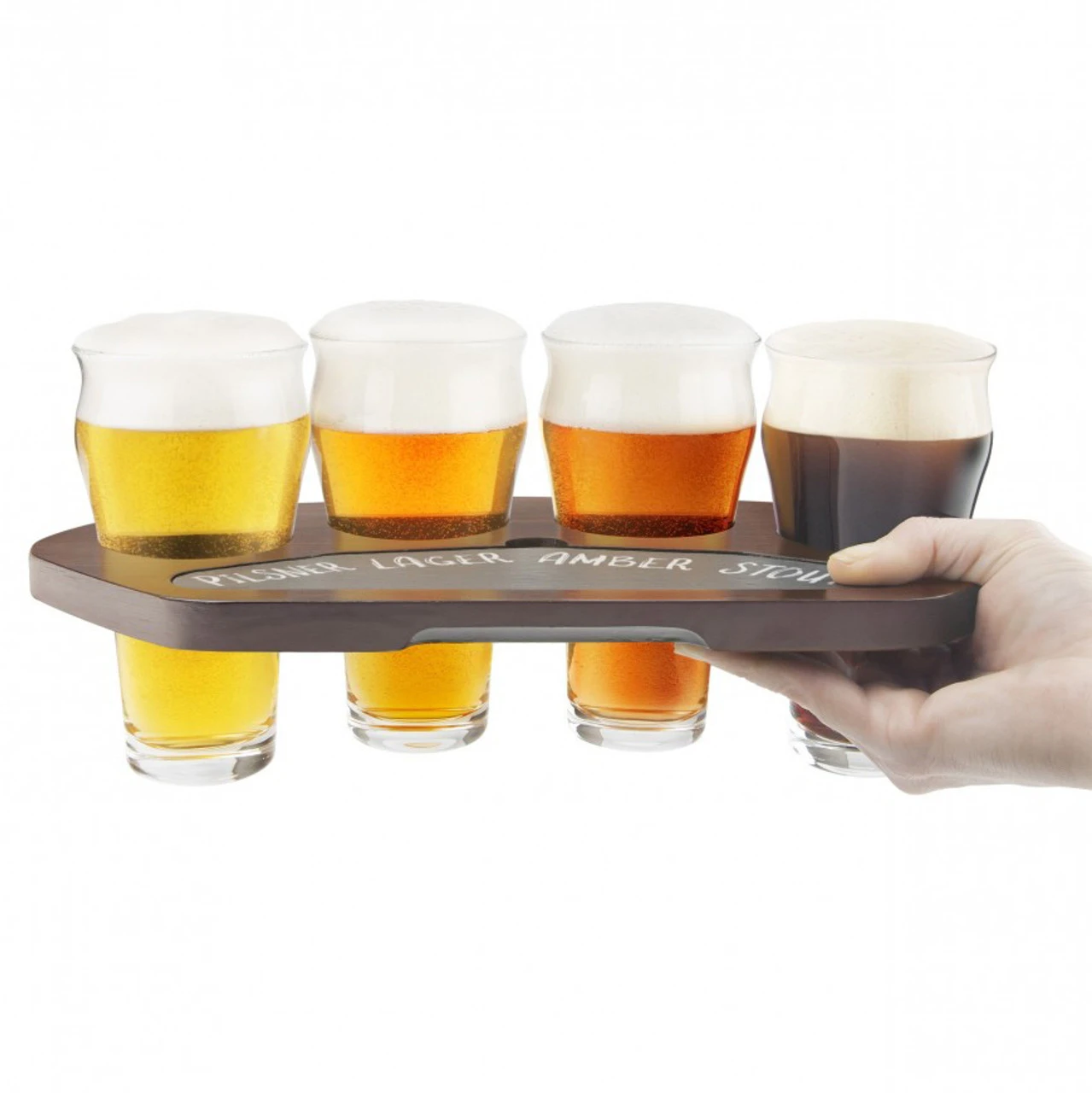 Craft Beer Flight Set - Set Of 4 Tasting Glasses & Wood Chalkboard Tray 4 Craft Beer Flight Set - Set Of 4 Tasting Glasses & Wood Chalkboard Tray - Image 2