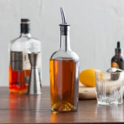Glass Syrup Bottle With Vented Stainless Steel Pourer - 500ml -Bar Essentials Shop h932 glass syrup bottle with vented stainless steel pourer 500ml 3 09973.1590770728