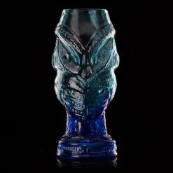 Head Hunter Blue Lagoon Handcrafted Mold Blown Glass Tiki Mug - 20 Oz -Bar Essentials Shop head bl lg head hunter blue lagoon tiki glass0001 24151.1590770771
