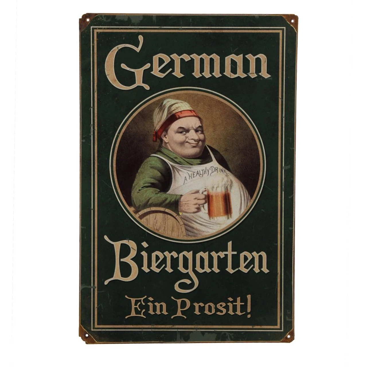 Vintage German Biergarten Metal Bar Sign 2 Vintage German Biergarten Metal Bar Sign