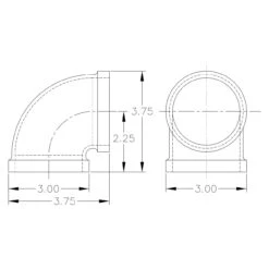90 Degree Elbow - Black Pipe Foot Rail - 2" ID -Bar Essentials Shop kw 1.5 flush end post black iron 90 degree 13317.1590770927