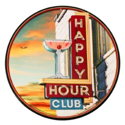 Happy Hour Club Metal Bar Sign