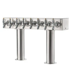 Double Pedestal Draft Beer Tower - Stainless Steel - 3" Column - Glycol Cooled - 6 To 12 Faucets